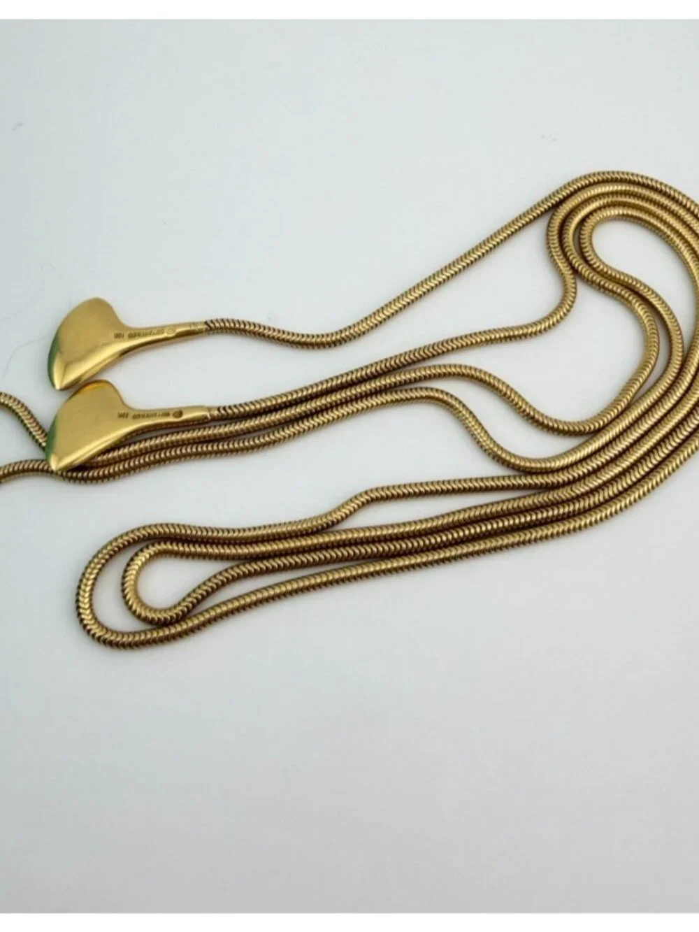 Tiffany & Co. 18k Ginkgo Leaf Tie Necklace Omega Chain 35in 21g Vintage Gold
